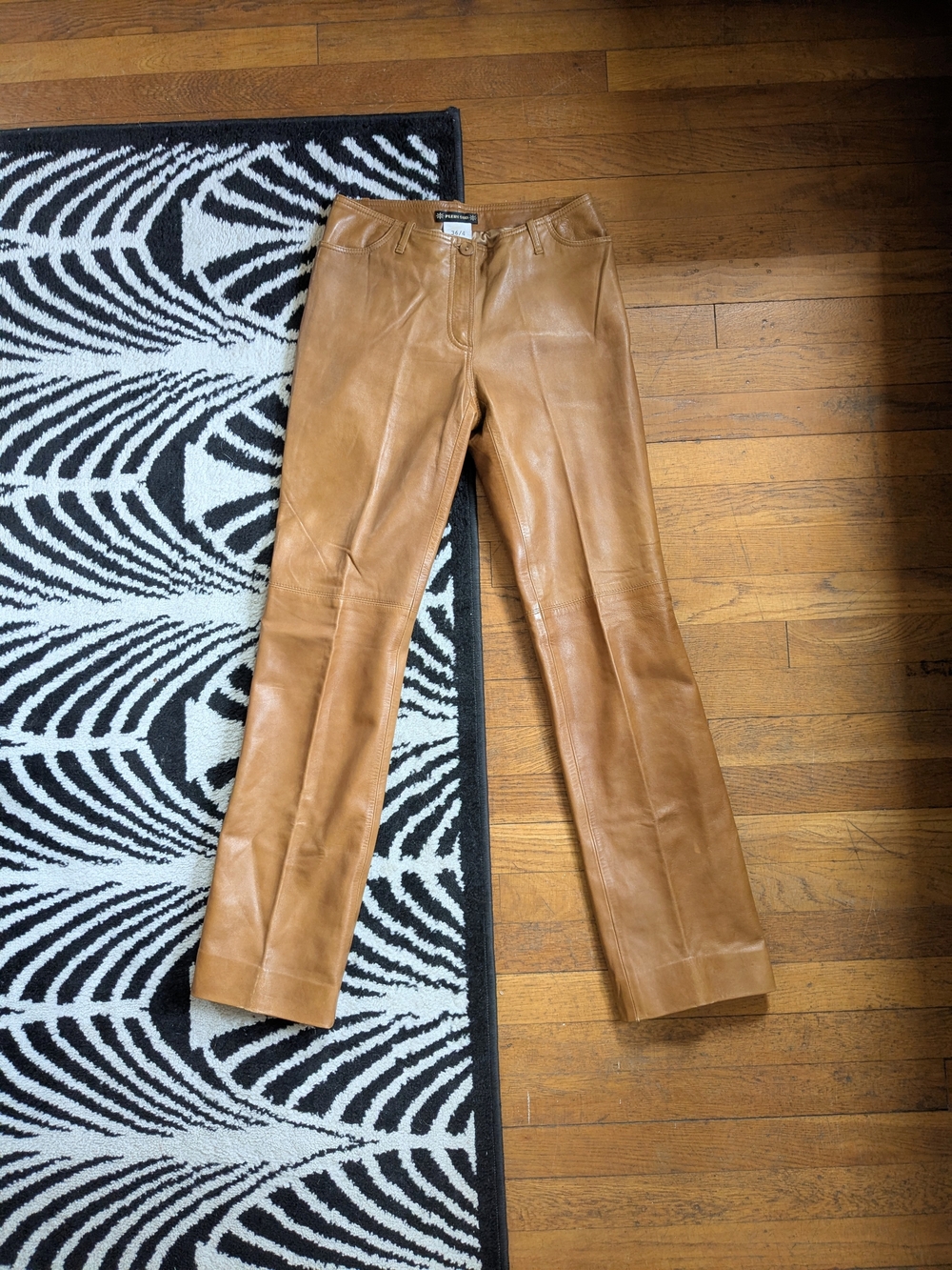 1990s Plein Sud Tan Leather Straight Leg Trousers - Picture 4 of 9